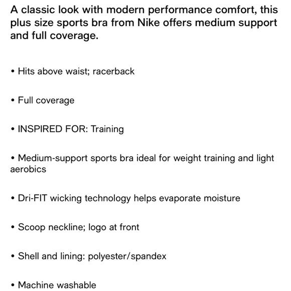 Nike Sports Bra Plus Size NWT Medium Support Racer Back Pink Unpadded Women’s 1X - Picture 6 of 7